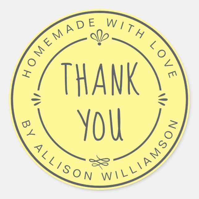 Adesivo Redondo Pie Pastel de Maçã Russo Casado Amarelo (Frente)