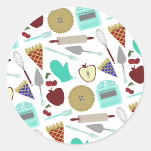 Adesivo Redondo Pie Themed Pattern Sticker