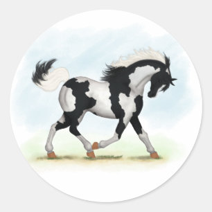 Adesivo Redondo Piebald Overo Cavalo