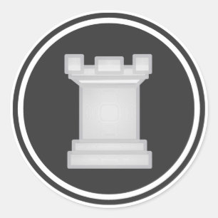 Adesivo Redondo Piece White Rook Chess