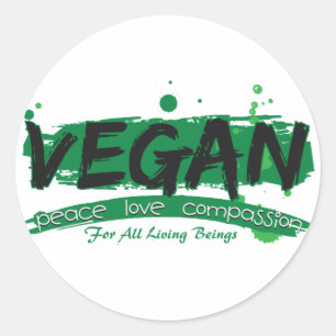 Adesivo Redondo Piedade do amor da paz do Vegan