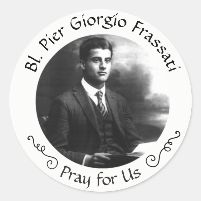 Adesivo Redondo Pier Giorgio Frassati abençoado (Frente)