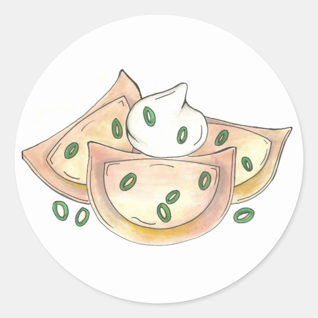 Adesivo Redondo Pierogies Polonês Batata-Dumplings Foodie (Frente)