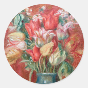 Adesivo Redondo Pierre-Auguste Renoir - Buquê de Tulipas