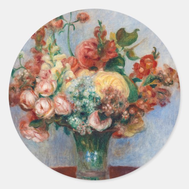 Adesivo Redondo Pierre-Auguste Renoir - Flores em um Vase (Frente)