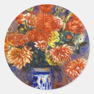 Adesivo Redondo Pierre Auguste Renoir Gladiolas e Dahlias