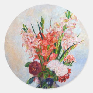 Adesivo Redondo Pierre-Auguste Renoir - Gladíolos