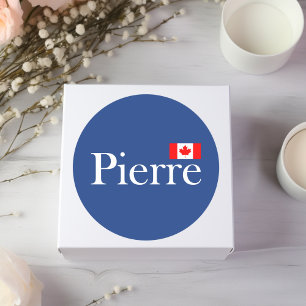 Adesivo Redondo Pierre Poilievre com Bandeira Oficial do Canadá Es