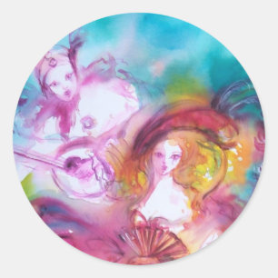 Adesivo Redondo PIERROT E ARLECCHINA Venetian Carnaval,