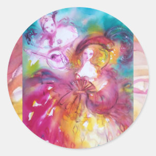 Adesivo Redondo PIERROT E ARLECCHINA Venetian Carnaval,