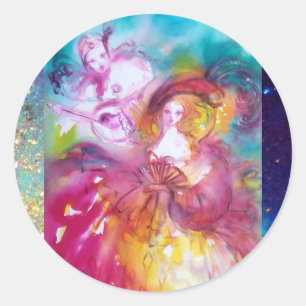 Adesivo Redondo PIERROT E ARLECCHINA Venetian Carnaval,