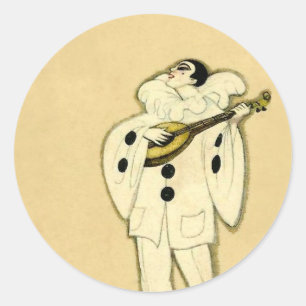 Adesivo Redondo Pierrot Serenades a Crescent Moon por Sophia Chios