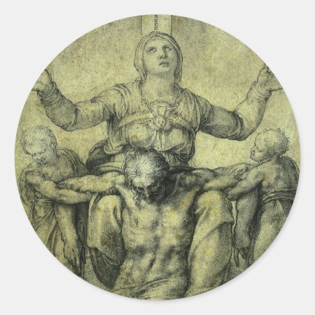 Adesivo Redondo Pieta de Michelangelo para Vittoria Colonna (Frente)
