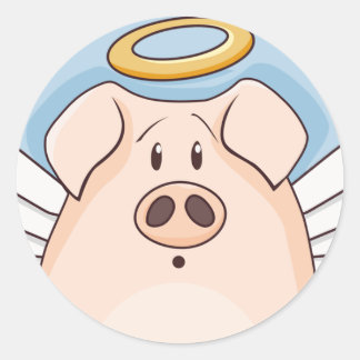 Adesivo Redondo Pig Anjo de Cartoon Bonito