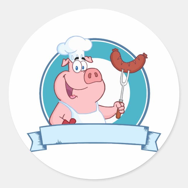 Adesivo Redondo Pig Chef Stickers (Frente)