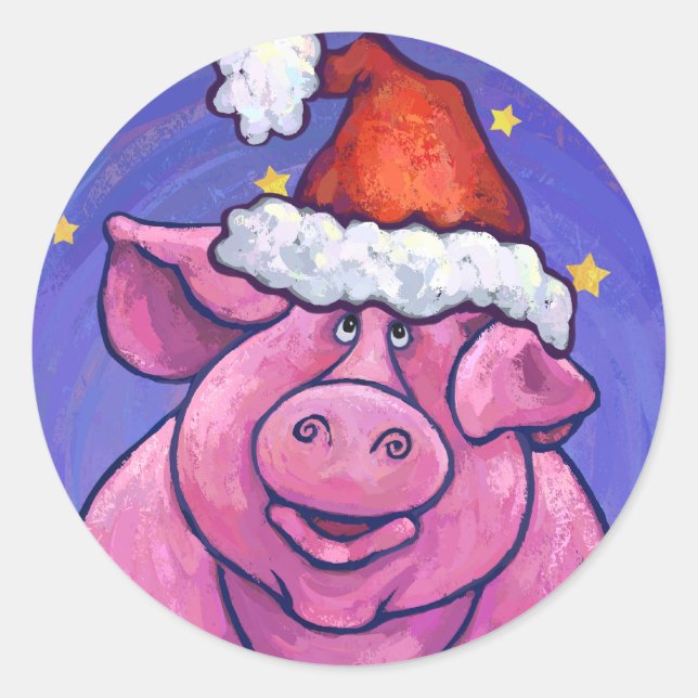 Adesivo Redondo Pig Christmas (Frente)