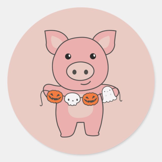 Adesivo Redondo Pig Happy Halloween Pumpkin Bat Costume Classume R (Frente)