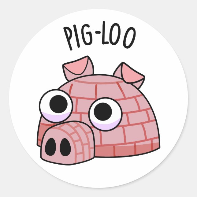 Adesivo Redondo Pig-loo Funny Igloo Pun (Frente)