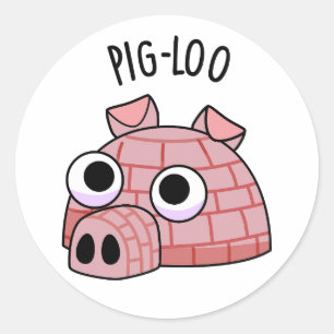 Adesivo Redondo Pig-loo Funny Igloo Pun