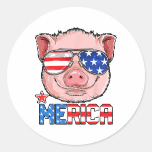 Adesivo Redondo Pig Merica 4º De Julho T Shirt Girls Kids American