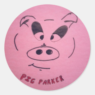 Adesivo Redondo Pig Parker Stickers (folhas de 6 ou 20)