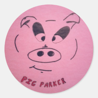 Adesivo Redondo Pig Parker Stickers (folhas de 6 ou 20)