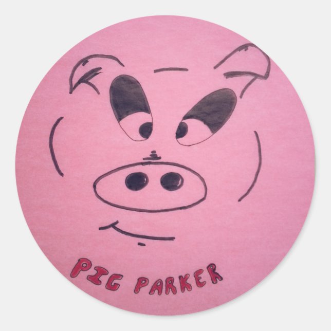 Adesivo Redondo Pig Parker Stickers (folhas de 6 ou 20) (Frente)