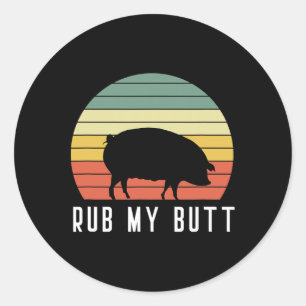Adesivo Redondo Pig Rub Meu Bumbum Pit Mestre Churrasco Pit Grelha