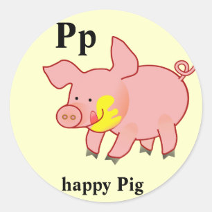 Adesivo Redondo Pig Stickers Letra P felizes