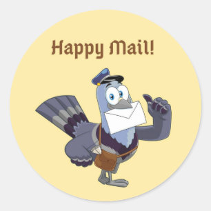 Adesivo Redondo Pigeon Happy Mail Sticker & Seal