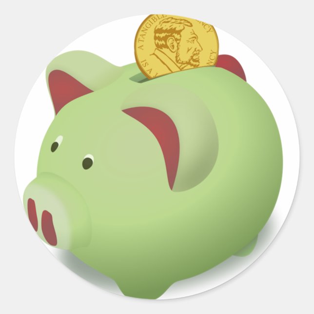 Adesivo Redondo Piggy Bank Stickers (Frente)