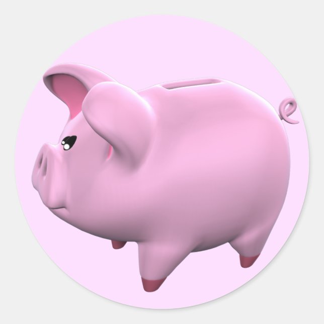 Adesivo Redondo Piggy Bank Toon Sticker (Frente)
