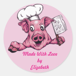 Adesivo Redondo Piggy, O Chef Engraçado Hamicidal Maniac Arte