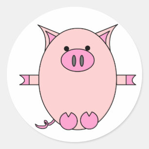 Adesivo Redondo Piggy Power Stickers