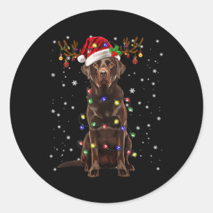 Adesivo Redondo Pijama de Luz de Árvore de Natal do Labrador Choco