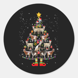 Adesivo Redondo Pijama de Natal de Cabra Luzes da Árvore de Natal 