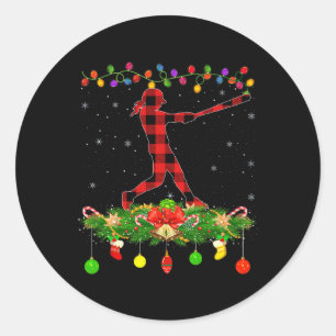 Adesivo Redondo Pijama de Natal Esportivo de Xadrez de Búfalo Maci
