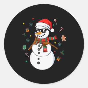 Adesivo Redondo Pijama de Natal Homem de Neve Seis Sete Meme 6 E 7