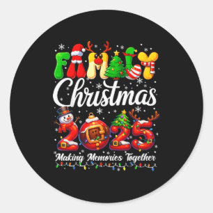 Adesivo Redondo Pijama Engraçado Família Coordenidas Natal 202