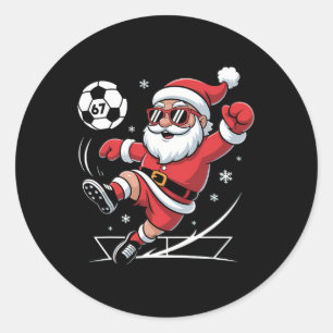 Adesivo Redondo Pijama Natalino Funny Soccer Santa 67 Meme Christm