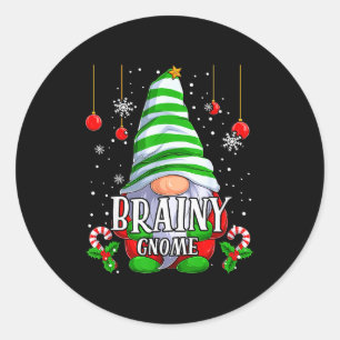 Adesivo Redondo Pijamas de Natal do Gnome Inteligente Família Corr
