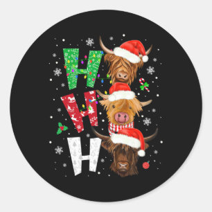 Adesivo Redondo Pijamas de Natal Ho Ho Ho com Estampa de Vaca Esco