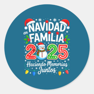 Adesivo Redondo Pijamas de Natal para a Família Navidad En Familia