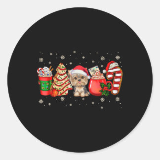 Adesivo Redondo Pijamas de Natal para Cachorro Yorkie Canecas de C