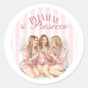 Adesivo Redondo Pijamas e Prosecco   Despedida de Solteira Feminin