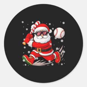 Adesivo Redondo Pijamas engraçados de Natal de beisebol do Papai N