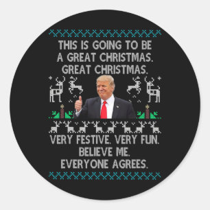 Adesivo Redondo Pijamas engraçados de Natal do Donald Trump