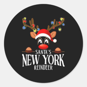 Adesivo Redondo Pijamas engraçados de Natal do renque de Nova York