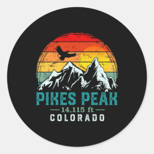 Adesivo Redondo Pikes Peak montanha Colorado retrô Hiki angustiado