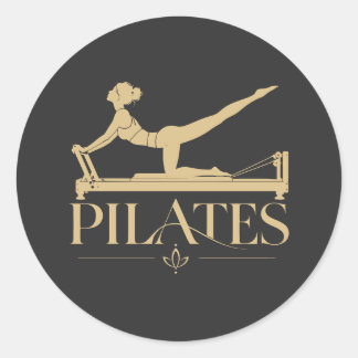 Adesivo Redondo Pilates Reformer Gráfico Bege